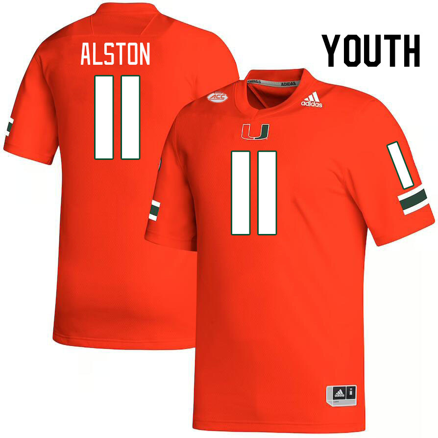Youth #11 Elijah Alston Miami Hurricanes College Football Jerseys Stitched-Orange